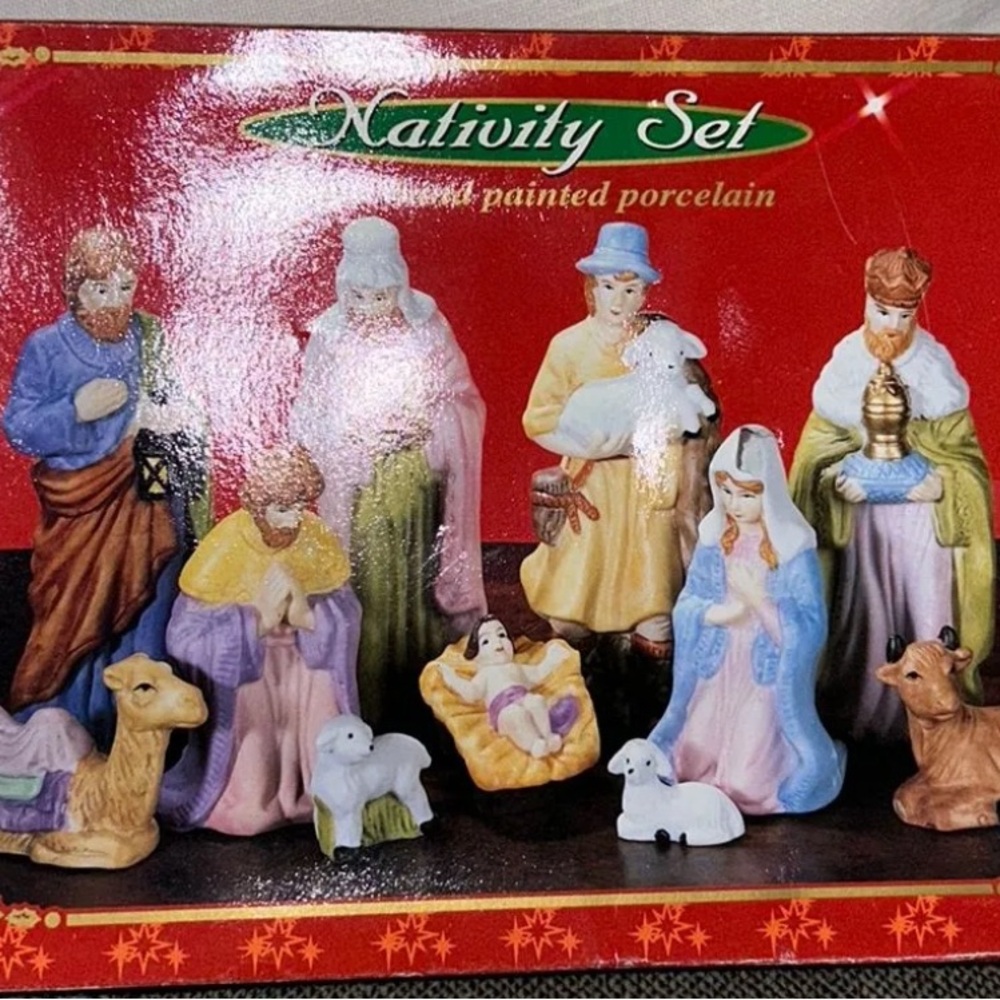 Hand-Painted Porcelain Nativity Set